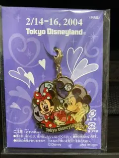 【非売品】TDL来園記念チャーム　2004年 バレンタイン（パープル）