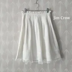 【良品】Jim Crow膝丈スカート　フレアスカート　白レース　M相当a1828