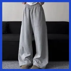 【新品】ワイドスウェットパンツ 変形 グレー L