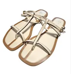 【期間限定】ZARA　トングフラットサンダル　アイボリー　38