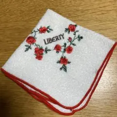 LIBERTY ローズタオルハンカチ　レッド