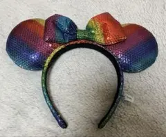 ディズニー カチューシャ スパンコール レインボー