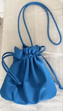 巾着型ショルダーバッグ ブルー