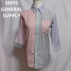 SHIPSGENERALSUPPLY マルチカラー ストライプ切替 長袖シャツ