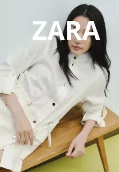 未使用☆ZARA☆完売リネンサファリシャツ☆ノーカラージャケットMオフホワイト