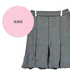 【自由区】日本製♡カシミヤ混♡羊毛♡プリーツスカート【38】М♡グレー系♡黒