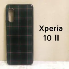 Xperia 10 Ⅱ グリーン チェック 緑 赤 カバー