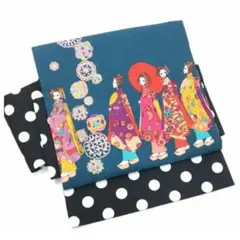美品 ファブリック 舞子柄 軽装 作り帯 青緑 名古屋帯 二部式 舞子