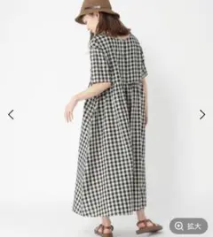 スタディオクリップ　ダブルフロントギンガムワンピース L