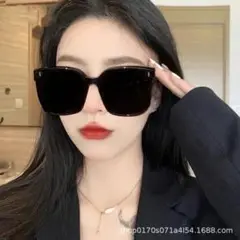 ブラック　ビッグフレーム　サングラス　眼鏡　紫外線対策　UVカット　オルチャン