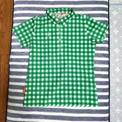 ルコック　レディースゴルフポロ シャツ Lサイズ 緑と白のチェック