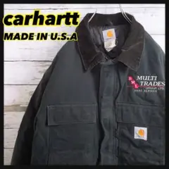 カーハート☆ダックジャケット USA製 企業ロゴ コーデュロイ ワークジャケット