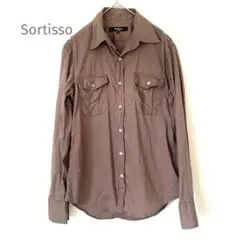 Sortisso ソルティッソ　ブラウン長袖シャツ　コットン　かっこいい　S