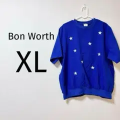 0177 Bon Worth ブルー 星 トップス XL Tシャツ USA