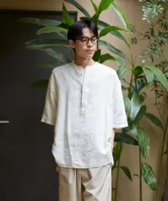 【THE LIBRARY 】LINEN PULL OVER SHIRT