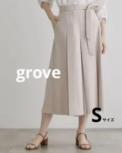 美品 丈つめアリ grove サッシュベルトスカートライクパンツ Sサイズ