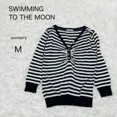 【SWIMMING TO THE MOON】トップス ボーダー 薄手ニット 春秋