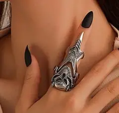 ユニセックス　ジョイントリング　ドクロ　パンク