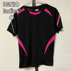 IGNIO レディース　Tシャツ　半袖　スポーツ　トレーニング　黒ピンク　O