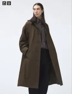 UNIQLO U オーバーサイズステンカラーコート Lサイズ ブラウン ユニクロ公式 | ステンカラーコート