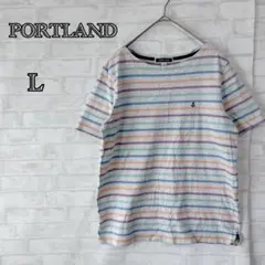 【ポートランド】ストライプ 半袖Tシャツ Lサイズ レディースa2845