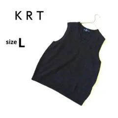 美品　K R T 羊毛100% ベストL グレー系　ウールマーク　中国製