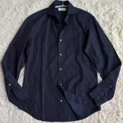 (極美品) FAIRFAX 長袖 デニムシャツ 総柄 ホリゾンタルカラー