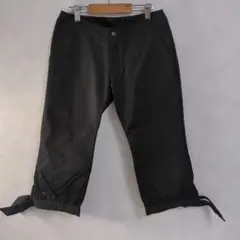 507-1-30 adidas 黒 クロップドパンツ 裾リボン　M