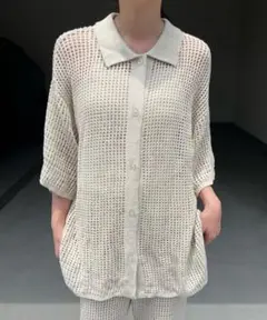 shesame メッシュニット半袖シャツ