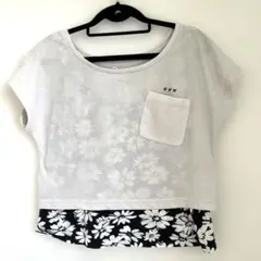 セットアップ　花柄タンクトップとダンスキン　ポケット付きボディー半袖Tシャツ