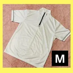 【即日発送】 メンズ 男性用 半袖 シャツ トップス ファスナー 白　M