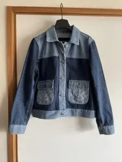 希少✨コーチ　デニムジャケット　ターンロック　中綿　ストライプ　青　サイズ4/L 希少✨コーチ デニムジャケット ターンロック 中綿 ストライプ