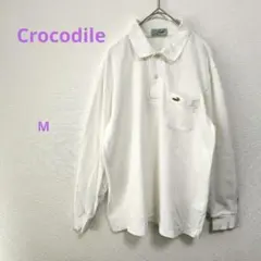 Crocodile 【M】ホワイト ポロシャツ Mサイズ　綿100 カジュアル