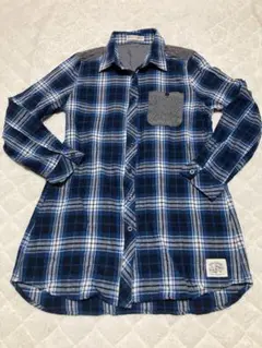 ④PYPUE DE PIQUE 長袖シャツ 青系チェック