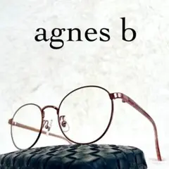 極美品　agnes b　アニエスベー　伊達メガネ　度無し　ピンクフレームテンプル