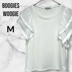 ブギウギ　半袖　フリルスリーブ　クルーネック　シフォンカットソー