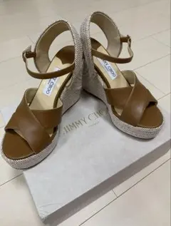 JIMMY CHOO ブラウン ウェッジサンダル