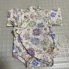 花火模様 甚平 70サイズ　綿100% 美品