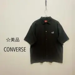 美品 CONVERSE コンバース 半袖シャツ カラフルボタン ブラウン