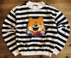 スウェット 古着 90s BEAT BOYS CLUB クマ 両面 ボーダー