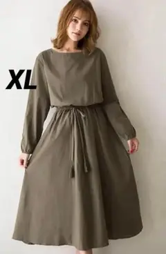 ✨新品未使用✨ワンピース レディース ロング 長袖 綿麻 体型カバー サイズXL