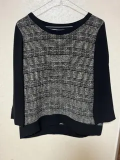 黒白チェックカットソー