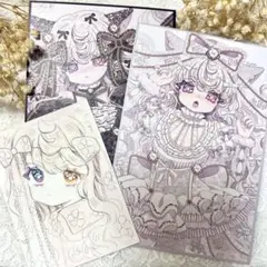 【透明水彩】白猫ちゃん【フレームレス】＋ポストカード2枚