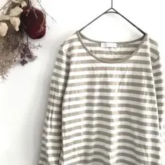 a565【アースミュージックu0026エコロジー】ボーダー 長袖 カットソー M