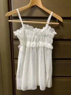未使用品　RUMOR ホワイトフリルシースルービスチェ