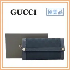 極美品 GUCCIグッチ 153211 GGキャンバス 長財布 ブラック