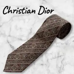 Christian Dior ネクタイ ペイズリー柄 茶系 美品CD モダン