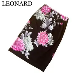 【美品】レオナール LEONARD スカート ロングスカート 花柄 ブラック