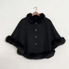 BALMAIN バルマン カシミア100% フォックスファー ポンチョ