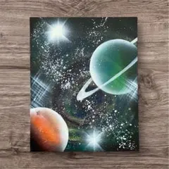 【342】スプレーアート　宇宙　惑星　土星　ギャラクシー　銀河　幻想　インテリア